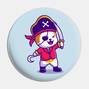 Cute Cat Pirate With Sword Cartoon Pin