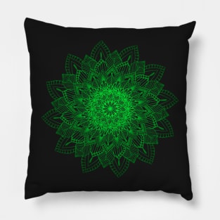 Green Digital Mandala Pillow