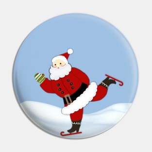 Santa Ice Skating Pin