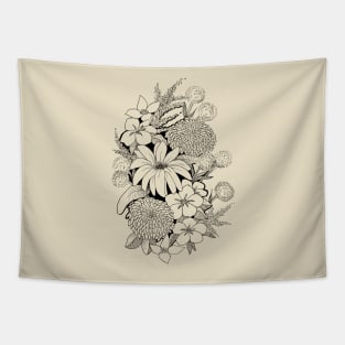 Wildflower bouquet - Line art Tapestry