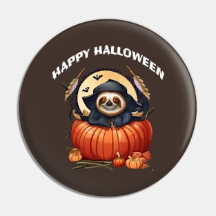 A funny sloth celebrating Halloween Pin