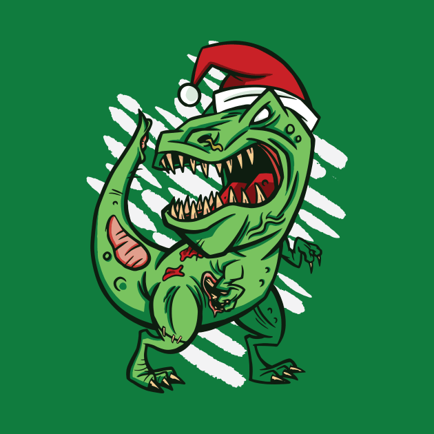 Zombie Santa T-Rex Dinosaur Cartoon by SLAG_Creative