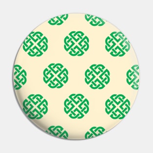 Celtic Endless Knot Creme Background Green Knots Pin