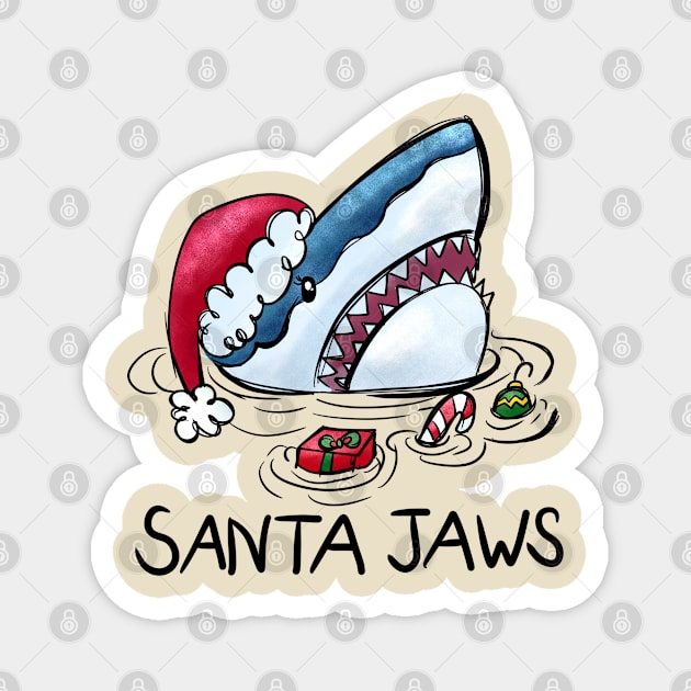 Santa Jaws- Funny Shark Christmas Gifts Magnet by Pop Cult Store