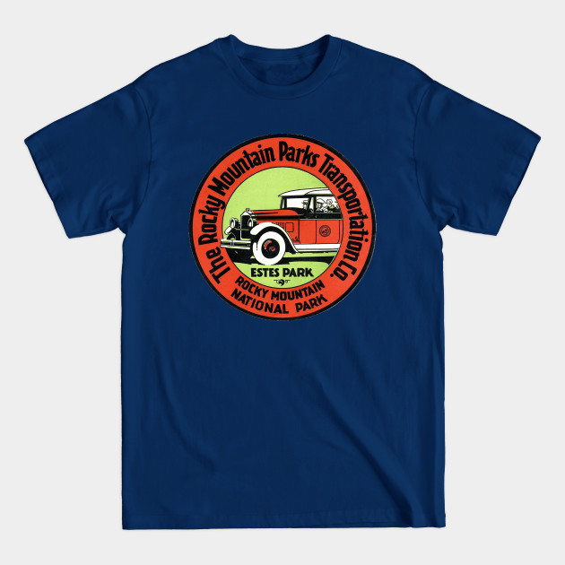 Discover Vintage Rocky Mountain National Park Logo (Transportation Co.) - Rocky Mountain National Park - T-Shirt