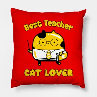 Best teacher and cat lover, funny cartoon cat Pillow