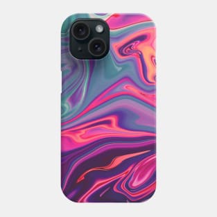 Cool Bright Vivid Trendy Neon Pink Blue Orange Purple Green Abstract Liquid Marble Pattern Phone Case