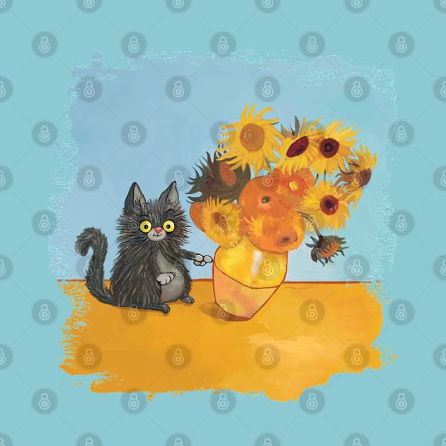 Van Gogh's Cat with Sunflowers by Idea house