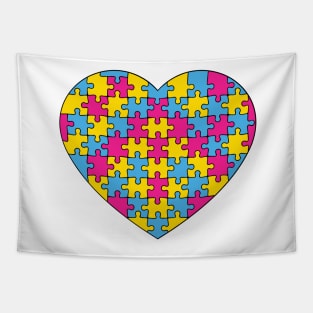 Puzzle Heart - Pansexual Pride Colors Tapestry