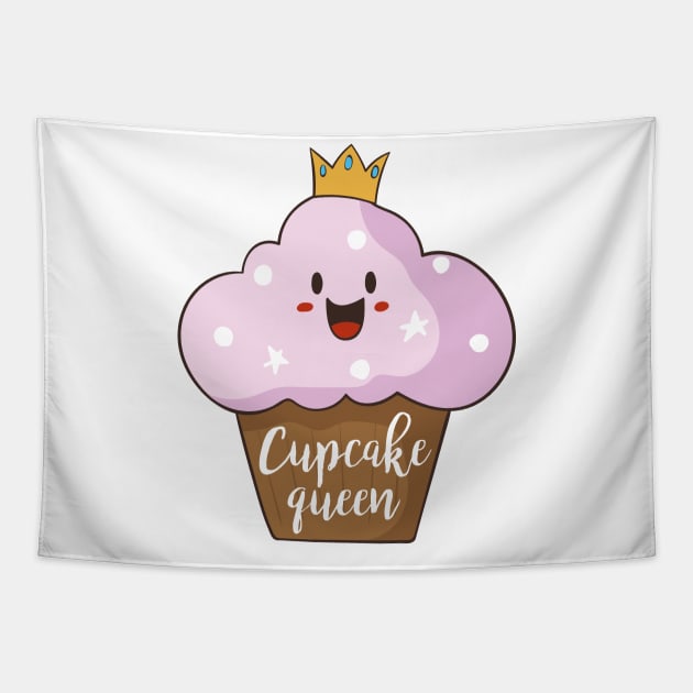 Cupcake Queen, Cute Cupcake With Crown Tapestry by Dreamy Panda Designs