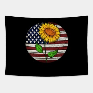 Sunflower American Flag Costume Gift Tapestry