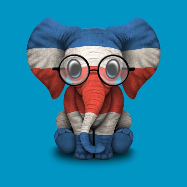 Baby Elephant with Glasses and Costa Rican Flag by jeffbartels