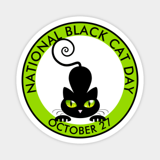 National Black Cat Day, green eyes cartoon Magnet