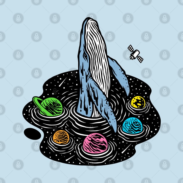 Whale Swimming Universe by Mako Design 