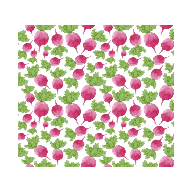 Watercolour beetroot pattern with leaf by vadimfromm