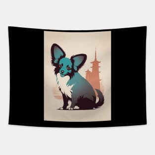 Papillon Dog 4 - Japanese Old Vintage Tapestry