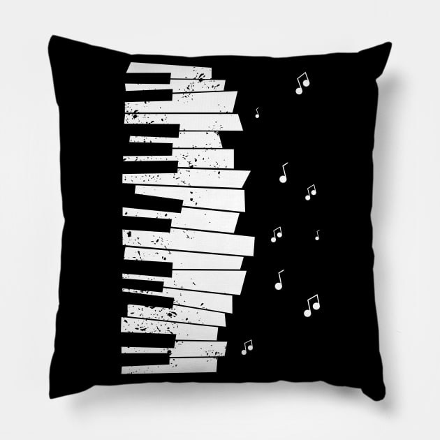 Piano keys and notes Pillow by Franja