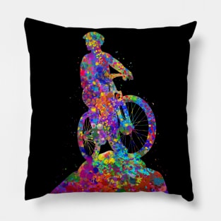 Mountain bike watercolor art Pillow