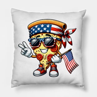 Pizza American USA Flag Sunglasses 4th of July Pizza Pillow