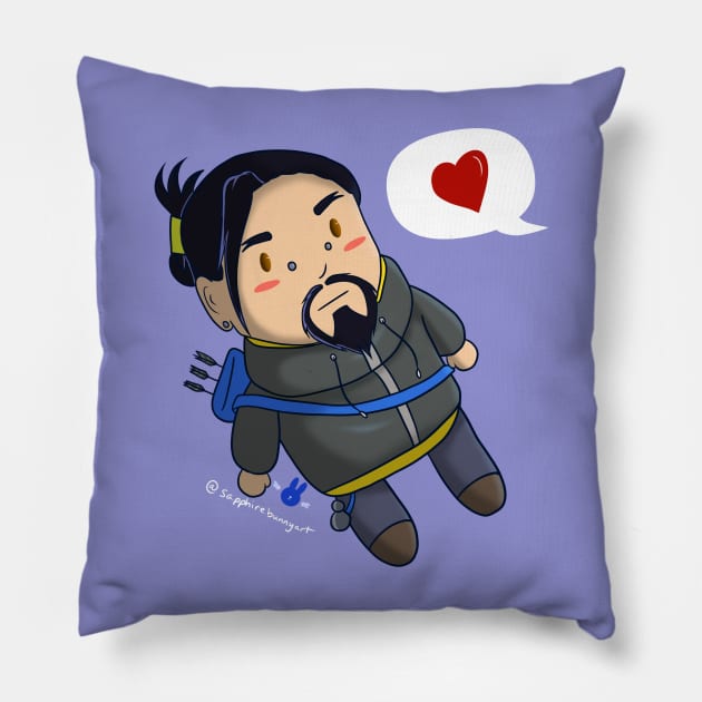 Chibi Hanzo Pillow by SapphireAngelBunny