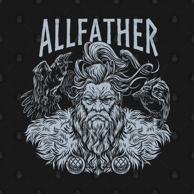 Allfather Odin Norse Pagan God Viking Mythology Huginn Muninn by Blue Pagan