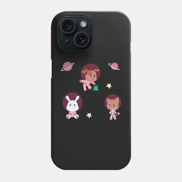 Baby Astronaut Animals in Pink Space Suits Phone Case by Phoenix-InBlue