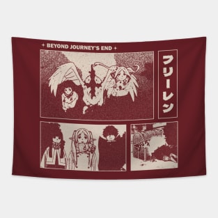 Frieren Beyond Journeys End Gloomy Halftone Fanart Design Tapestry