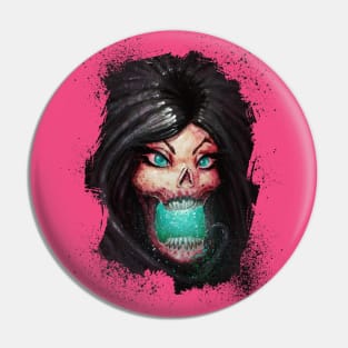 Screaming Zombie Girl Face Pin