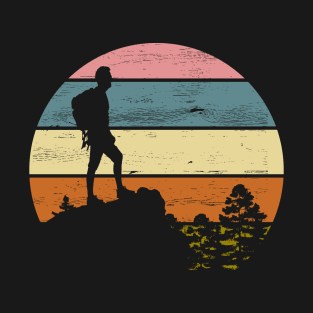 Hiking Hiker Mountain Rock Climber Climbing Retro T-Shirt