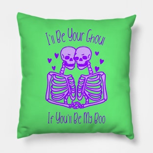 “I’ll Be Your Ghoul If You’ll Be My Boo” Skeletons in Love Pillow