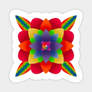 Psychedelic Rainbow Flower Magnet