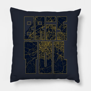 Bristol, England City Map Typography - Gold Art Deco Pillow