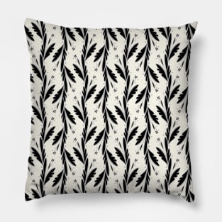 Black & White Hand Drawn Vines Pattern Pillow