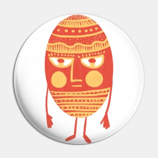 Egg man, the red and yellow decorated easter egg Pin