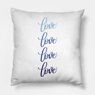 Love in Modern Calligraphy in Blue Pillow