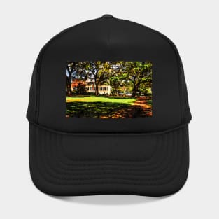 Charming watercolor view of Warren Square in Savannah Georgia Hat