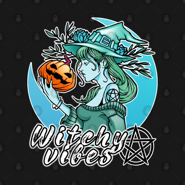Halloween Blue Woman Witchy Vibes by dnlribeiro88
