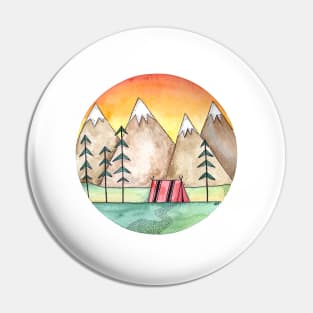 Watercolor Camp Sunset Pin