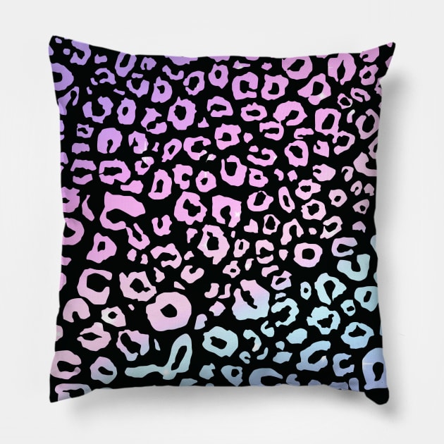 Rainbow Leopard Cheetah Animal Print kawaii Pillow by Trippycollage