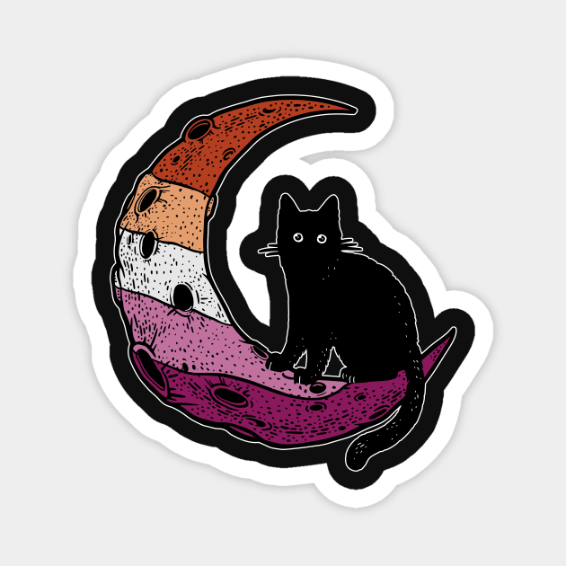 Lesbian Cat Moon Magnet by Psitta