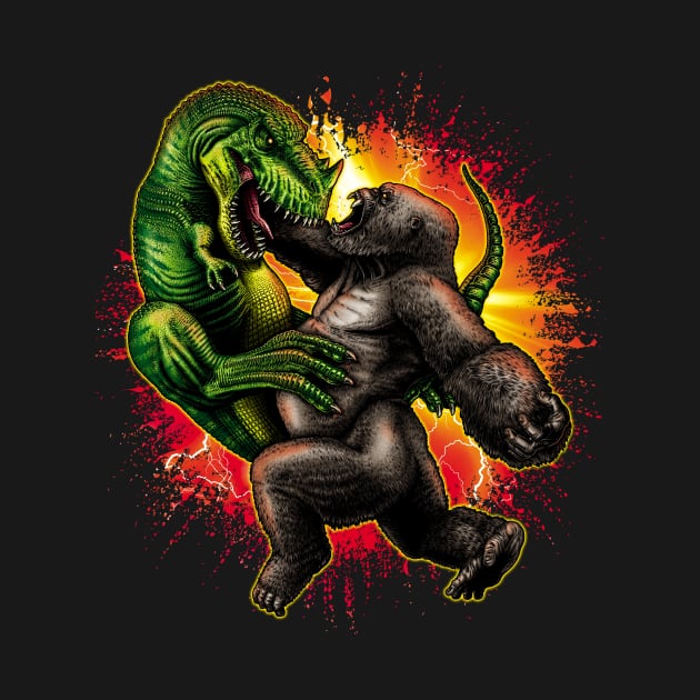 Gorilla versus T Rex by Fine Design Creative