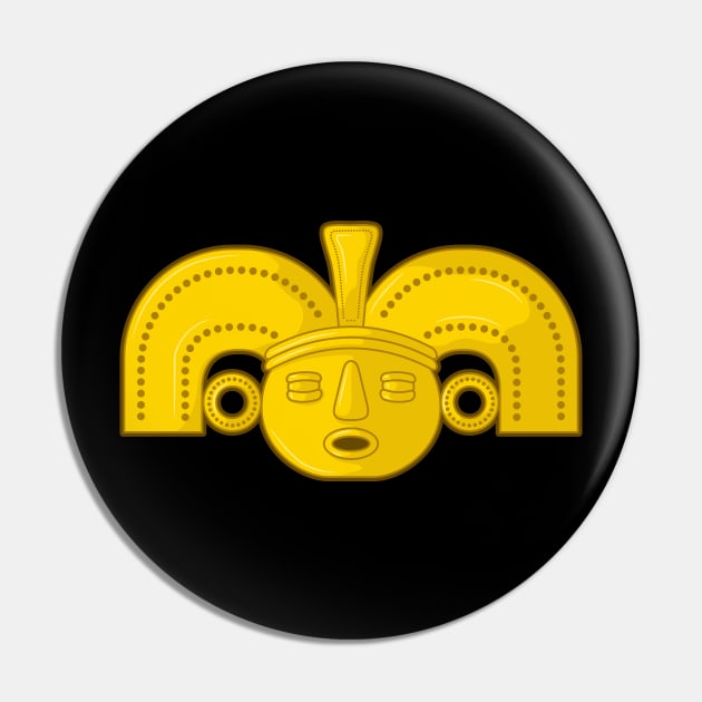 Golden Colombian Ancient Art Pin by Drumsartco