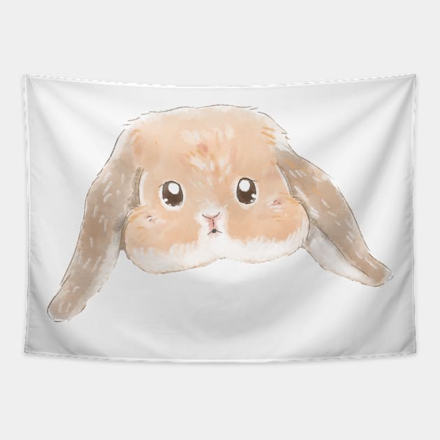 Bailey Holland Lop Cream Fawn Orange Rabbit Head Tapestry by GambarGrace