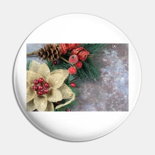 Christmas decorations on a grunge background with copy space. Pin