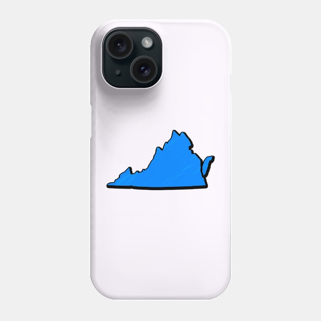 Bright Blue Virginia Outline Phone Case by Mookle