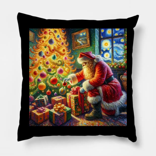 Stellar Santa - Starry Night Sky Holiday Art Prints Pillow by Edd Paint Something