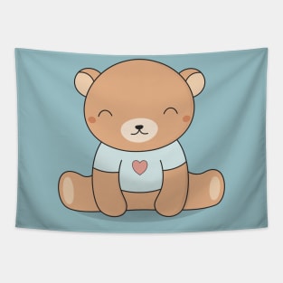 Kawaii Cute Brown Teddy Bear Tapestry