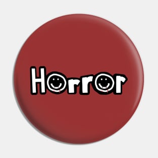 Horror Typography Smiley Face Halloween Black and White Text Pin