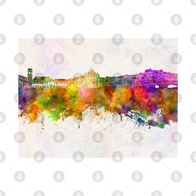Coimbra skyline in watercolor background by PaulrommerArt