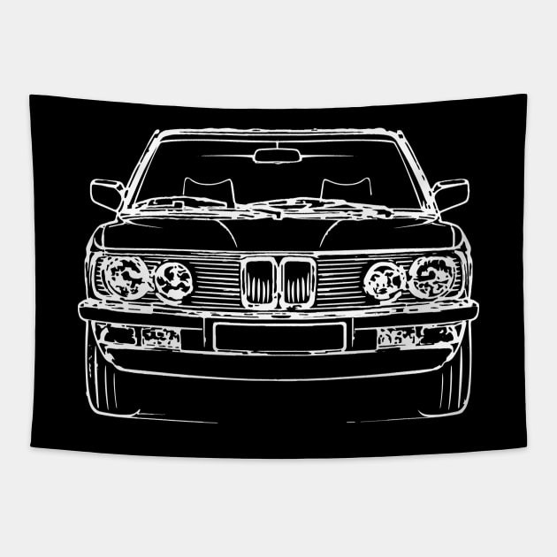 White E28 Car Sketch Art Tapestry by DemangDesign